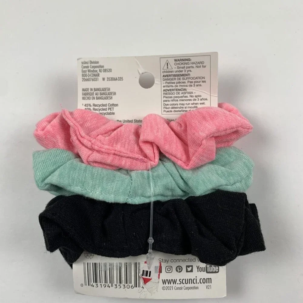 Scunci Hair Scrunchies Band Women's One Size Multicolor‎ Cotton 3 Piece 6187